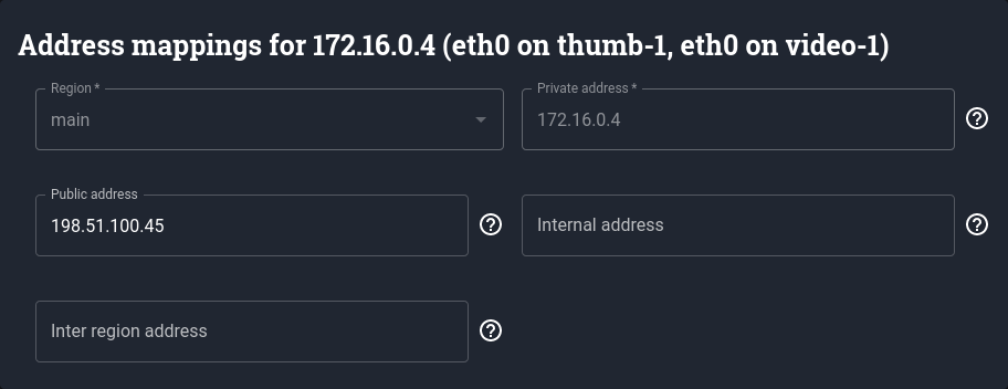 Entering a public IP in the address mapping